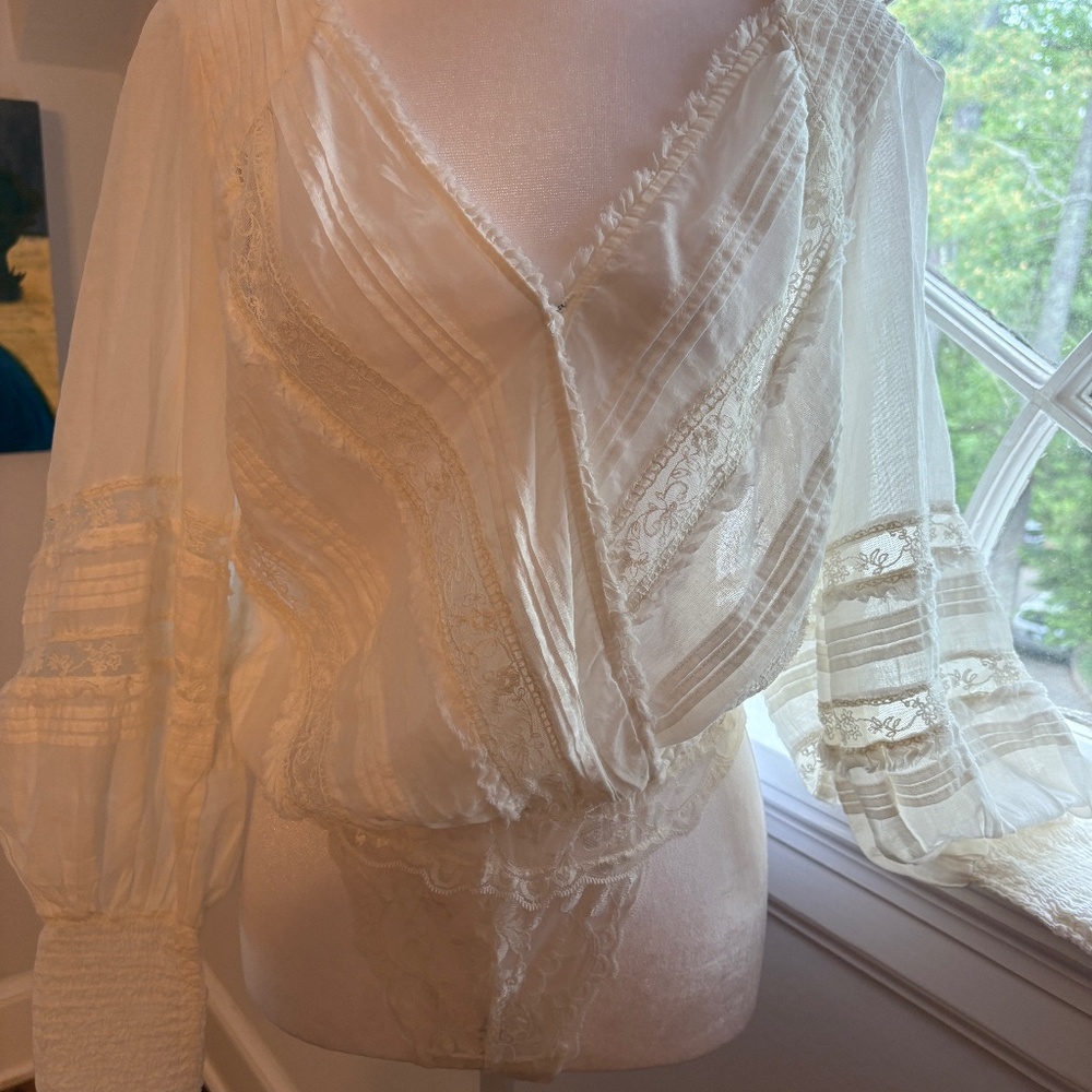 Free People Semi Shear Lace Blouse